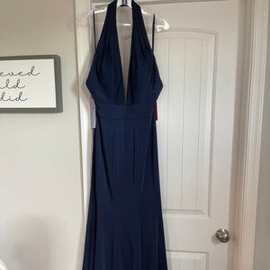 JVN by Jovani navy blue halter prom dress, size 12